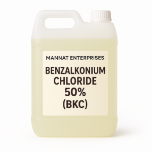MANNAT ENTERPRISES Benzalkonium Chloride 50% (BKC) in white jerrycan with pale yellow liquid