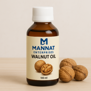 walnut oil, juglans regia oil, skin nourishing oil, hair growth oil, heart-healthy oil, cold-pressed walnut oil, natural moisturizer, anti-aging oil, third-party oil supplier, mannat enterprises walnut oil, culinary walnut oil