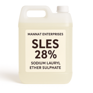 MANNAT ENTERPRISES SLES 28% (Sodium Lauryl Ether Sulphate) in white jerrycan with cream label