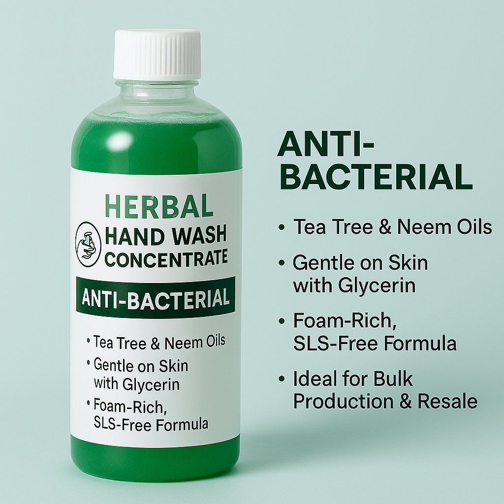 tea tree hand wash concentrate, herbal hand wash base, neem glycerin hand wash formula, third party handwash manufacturing, foaming antibacterial liquid
