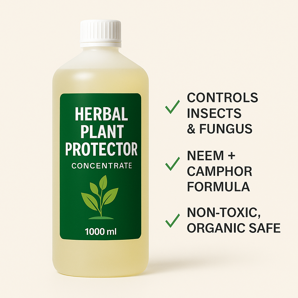 plant protector concentrate, neem camphor plant spray, herbal plant cleaner, organic leaf bug spray, anti fungal leaf spray, neem oil bug repellent