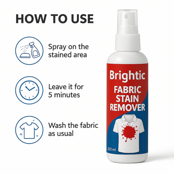 Brightic Fabric Stain Remover – 200 ml Combo Of 2 - Image 3