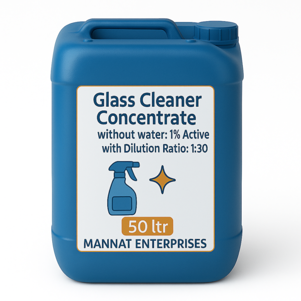 Glass Cleaner Concentrate – 50ltr | 1:30 Super Dilution | Sparkling Finish | MANNAT ENTERPRISES