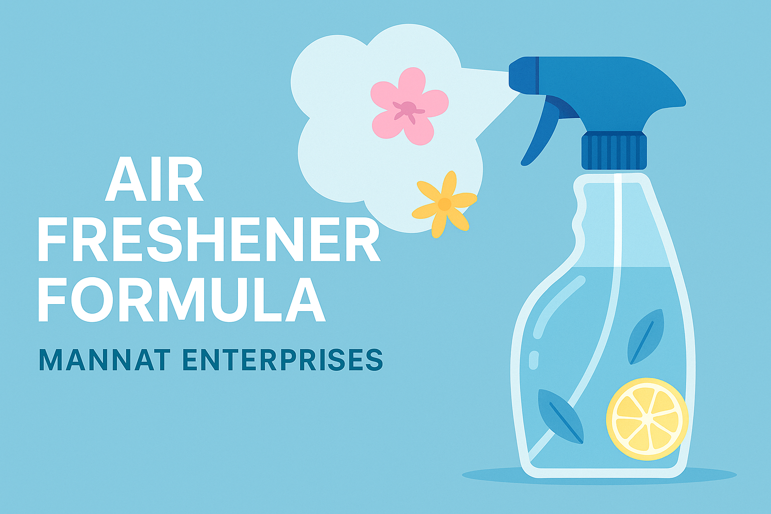 Air Freshener Formula concept showing fragrance spray and fresh room background – Mannat Enterprises 2025.