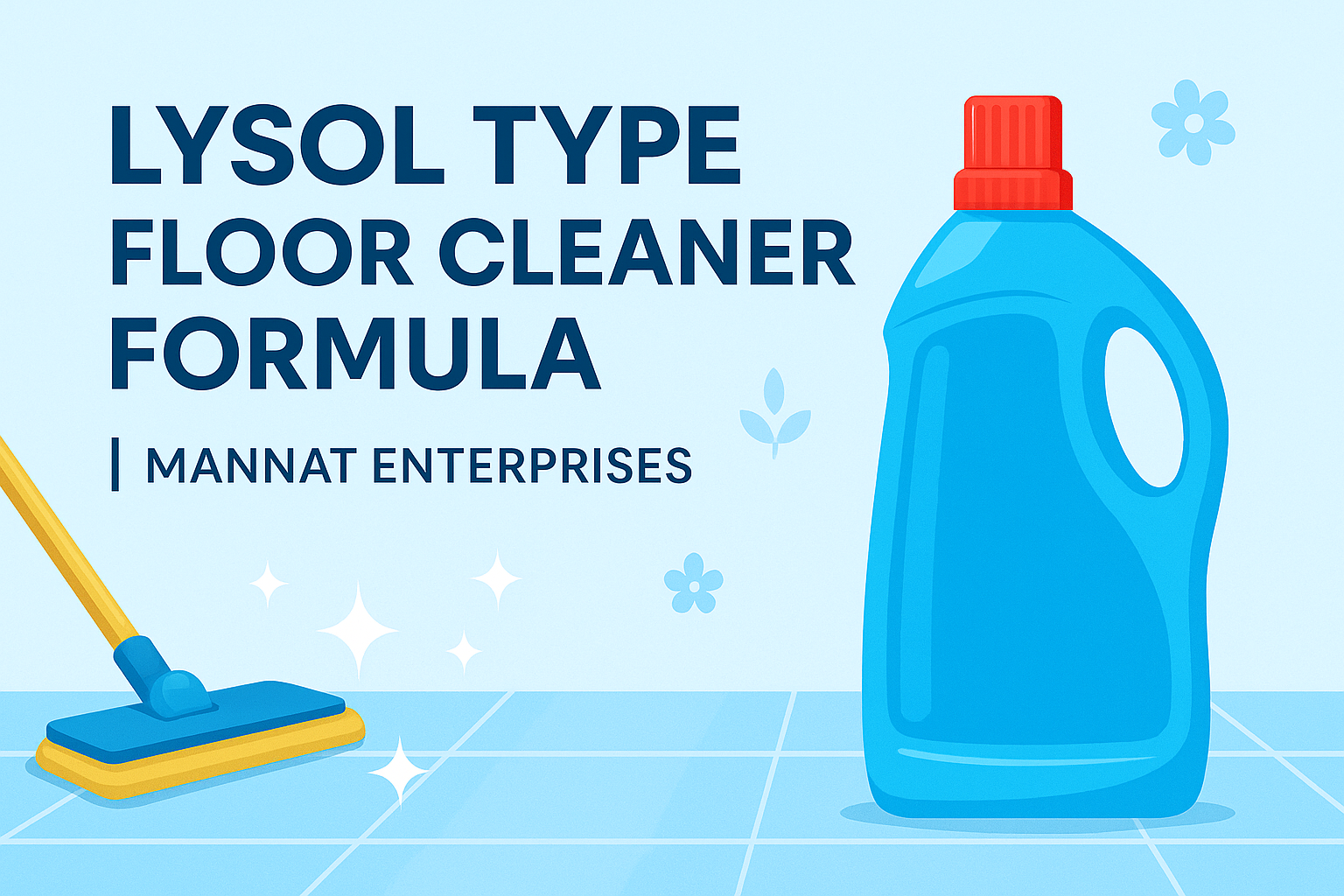 Lysol Type Floor Cleaner Formula concept showing shining floor and cleaning bottle – Mannat Enterprises.