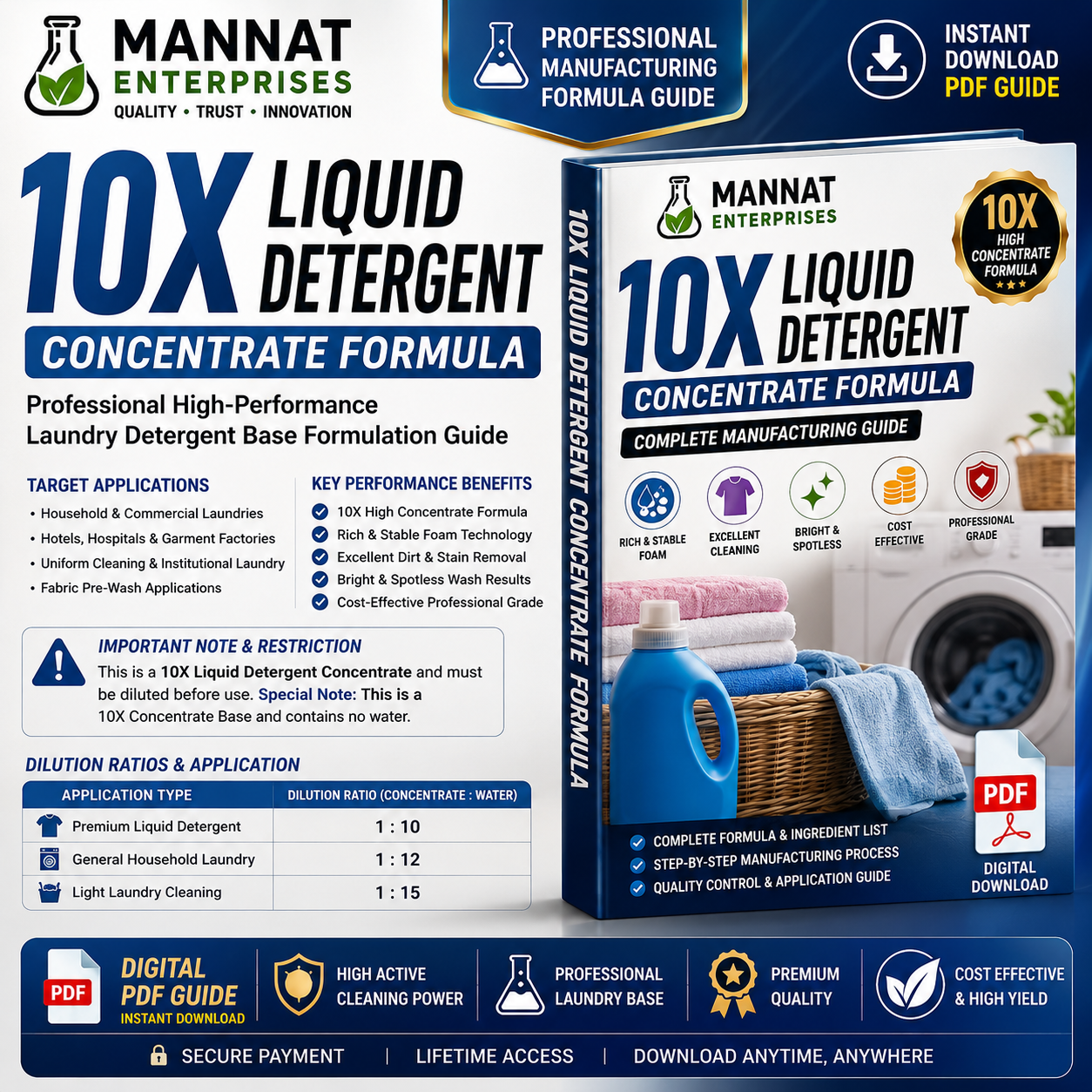 Liquid Detergent Formula, Liquid Detergent Concentrate, 10X Liquid Detergent, 10X Detergent Concentrate, Laundry Detergent Formula, Laundry Detergent Concentrate, Liquid Laundry Detergent, Laundry Chemical Formula, Detergent Manufacturing Formula, Detergent Making Formula, Commercial Laundry Formula, Professional Laundry Detergent, Household Laundry Formula, Industrial Laundry Formula, Fabric Wash Formula, Clothes Washing Liquid Formula, Stain Removal Detergent, SLES Detergent Formula, LABSA Detergent Formula, High Active Detergent Formula, Concentrate Formulation, Chemical Formula PDF, Manufacturing Formula, Private Label Formula, Cleaning Product Manufacturing, Chemical Manufacturing Guide, Digital Formula Download, Instant PDF Download, Professional Formula PDF, Mannat Enterprises