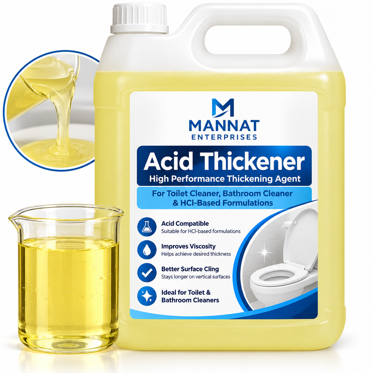 acid thickener, toilet cleaner thickener, HCl thickener, acid thickening agent, toilet cleaner raw material, bathroom cleaner raw material, acid cleaner raw material, tile cleaner thickener, cleaning chemical, cleaning raw material, toilet cleaner ingredients, bathroom cleaner ingredients