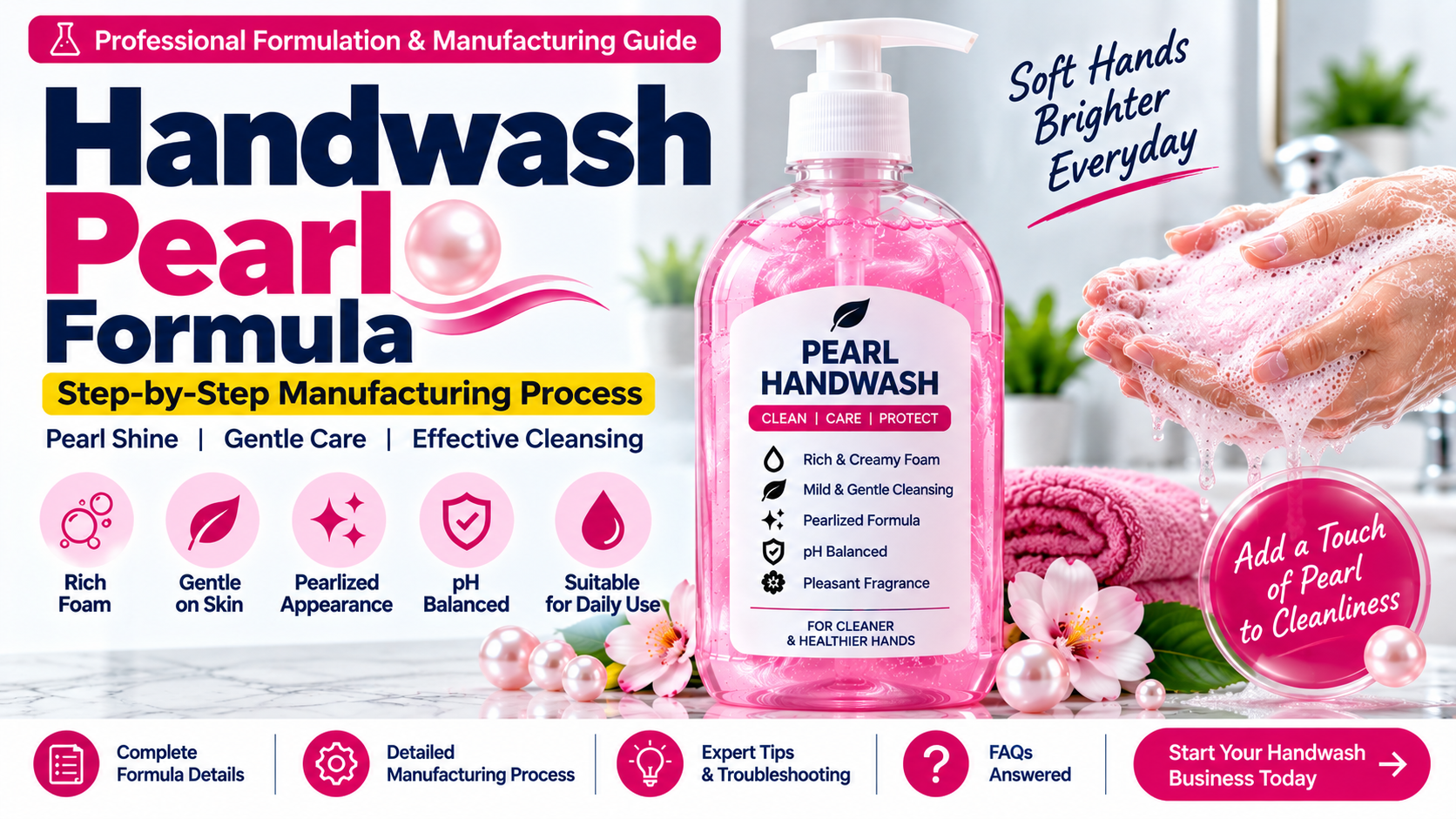 handwash pearl formula, pearl handwash making formula, pearl handwash manufacturing, handwash formulation, SLES 70 handwash formula, CDEA handwash formula, EGMS handwash, CMEA handwash, liquid handwash manufacturing, pearl handwash business