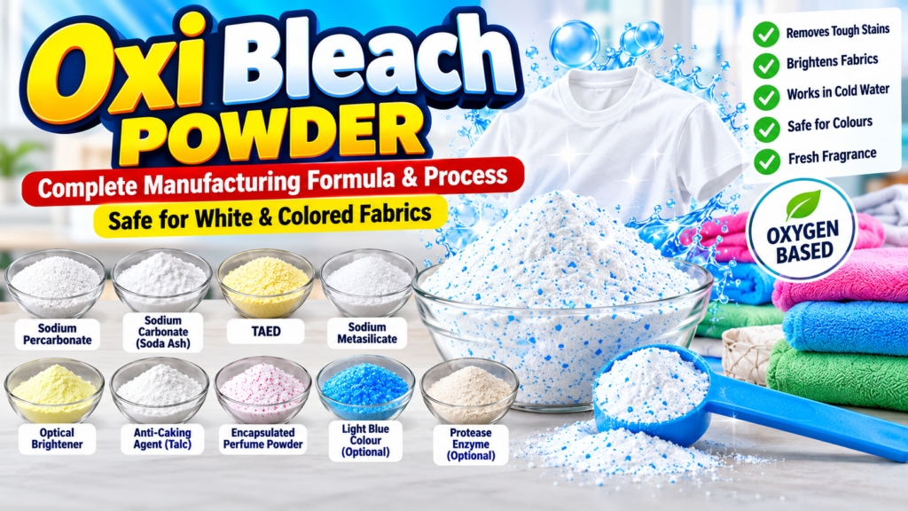 Oxi Bleach Powder, Oxygen Bleach, Laundry Bleach, Sodium Percarbonate, TAED, Stain Remover Powder, Laundry Powder, Cleaning Product Manufacturing, Laundry Formulation, Oxygen Bleach Formulation