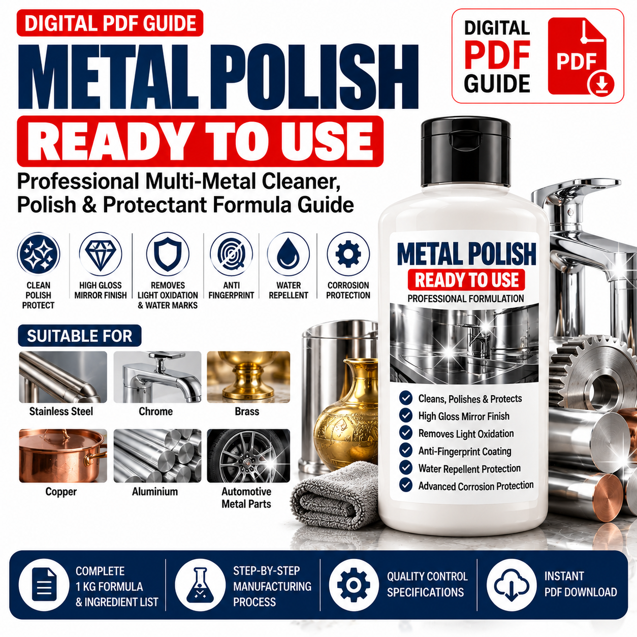 Metal Polish Formula, Metal Polish Formulation, Metal Polish Manufacturing Formula, Metal Polish Making Formula, Ready To Use Metal Polish, RTU Metal Polish, Multi Metal Polish, Metal Cleaner Polish Formula, Metal Cleaner Formula, Metal Protection Formula, Stainless Steel Polish Formula, Chrome Polish Formula, Brass Polish Formula, Copper Polish Formula, Aluminium Polish Formula, Automotive Metal Polish, Metal Shine Formula, Mirror Finish Metal Polish, High Gloss Metal Polish, Professional Metal Polish, Commercial Metal Polish, Metal Polish Manufacturing, Metal Polish Chemical Formula, Silicone Metal Polish, Microcrystalline Wax Polish, Aluminium Oxide Polish, Metal Polish Formula PDF, Metal Care Formula PDF, Private Label Metal Polish, Cleaning Product Formulation, Chemical Manufacturing Guide, Digital Formula Download, Professional Formula PDF, Mannat Enterprises