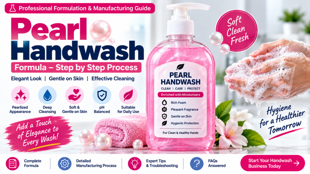 pearl handwash making formula, pearl handwash formulation, second pearl handwash formula, handwash liquid manufacturing, SLES 28% handwash formula, CAPB handwash formula, CDEA handwash formulation, pearl handwash manufacturing process, pearl liquid handwash, handwash business, liquid handwash formula