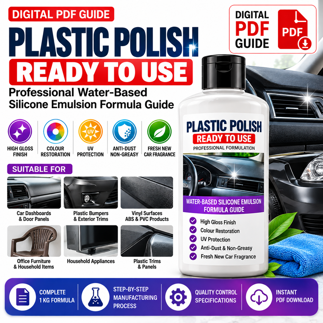 Plastic Polish Formula, Plastic Polish Formulation, Plastic Polish Manufacturing Formula, Plastic Polish Making Formula, Ready To Use Plastic Polish, Car Dashboard Polish Formula, Dashboard Polish Formula, Car Interior Polish, Automotive Plastic Polish, Car Plastic Polish, Plastic Trim Polish, Bumper Polish Formula, Vinyl Polish Formula, ABS Plastic Polish, PVC Polish Formula, Water Based Plastic Polish, Silicone Plastic Polish, PDMS Plastic Polish, High Gloss Plastic Polish, UV Protection Polish, Anti Dust Plastic Polish, Non Greasy Plastic Polish, New Car Polish Formula, Professional Plastic Polish, Commercial Plastic Polish, Plastic Polish Formula PDF, Automotive Formula PDF, Car Care Formula, Car Care Product Manufacturing, Private Label Formula, Chemical Manufacturing Formula, Digital Formula Download, Professional Formula PDF, Mannat Enterprises