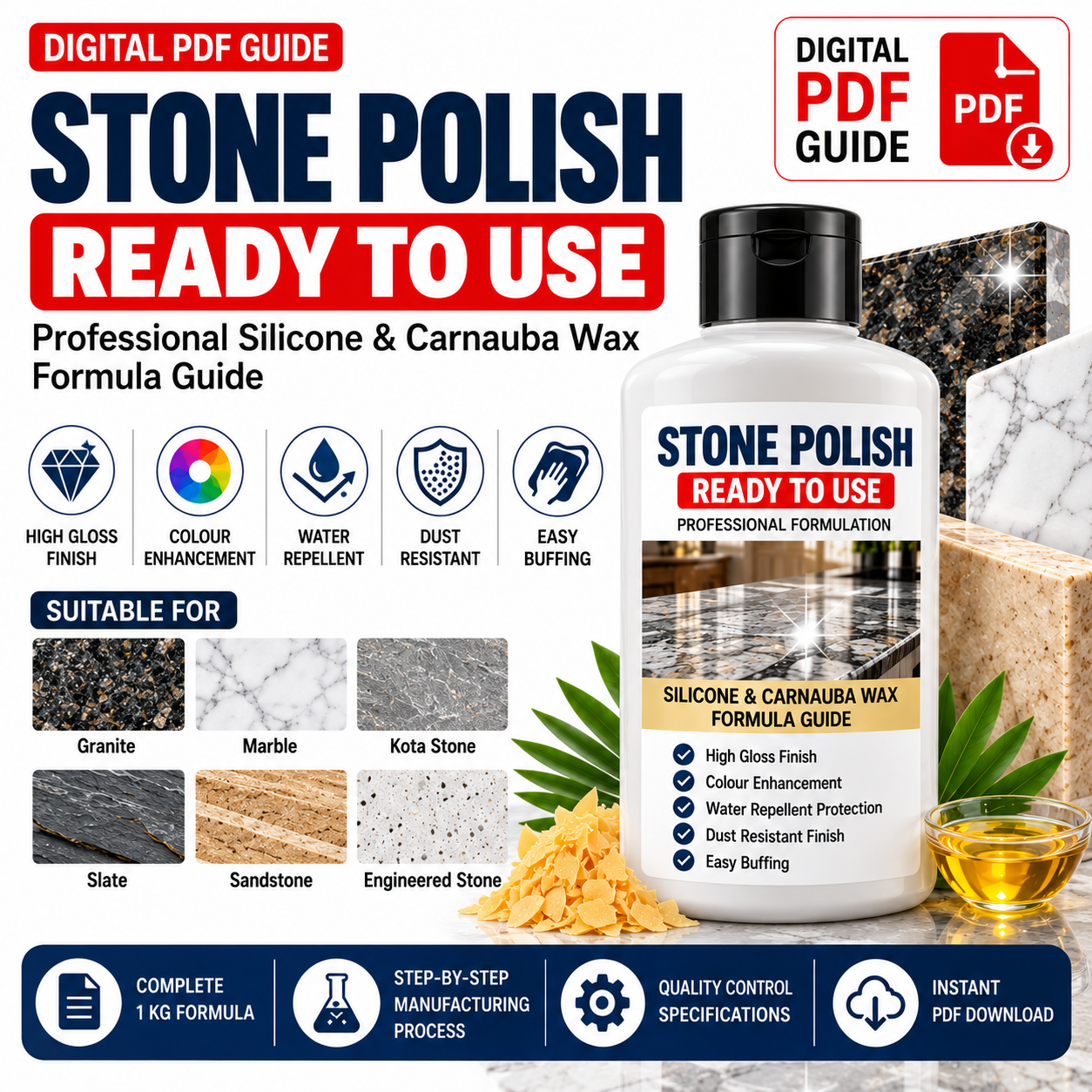 Stone Polish Formula, Stone Polish Formulation, Stone Polish Manufacturing Formula, Stone Polish Making Formula, Ready To Use Stone Polish, Granite Polish Formula, Marble Polish Formula, Kota Stone Polish, Natural Stone Polish, Stone Surface Polish, Stone Shine Formula, High Gloss Stone Polish, Stone Wax Polish, Silicone Stone Polish, Carnauba Wax Polish, Stone Care Formula, Stone Maintenance Formula, Professional Stone Polish, Commercial Stone Polish, Stone Polish Manufacturing, Stone Polish Chemical Formula, Stone Polish Formula PDF, Stone Care Formula PDF, Cleaning Product Formulation, Chemical Manufacturing Formula, Private Label Formula, Manufacturing Guide, Digital Formula Download, Professional Formula PDF, Mannat Enterprises